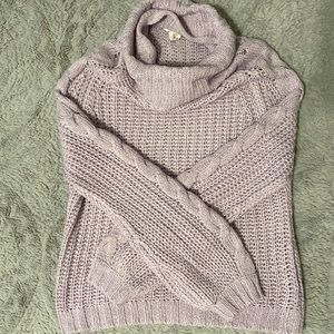 Planet Gold Turtleneck Lilac Knitted Sweater, Size Large